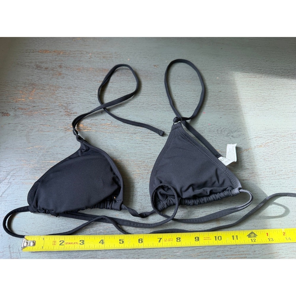 Garage Black Triangle Bikini Top Adjustable Spaghetti Straps Size XS
